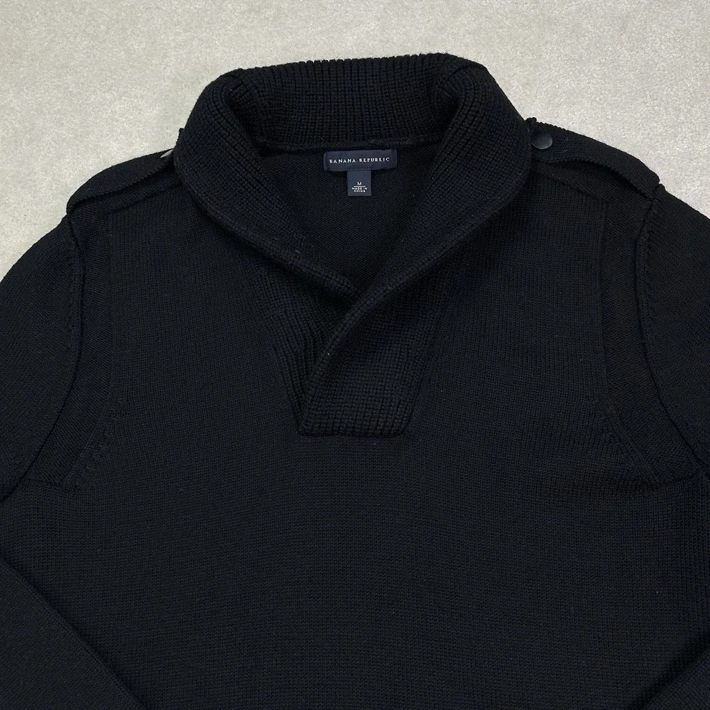 Banana Republic 100% Wool Sweater Men's Medium Shawl Collar Pullover Heavy